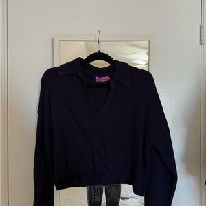 Women's Navy v-neck Sweater - edikted